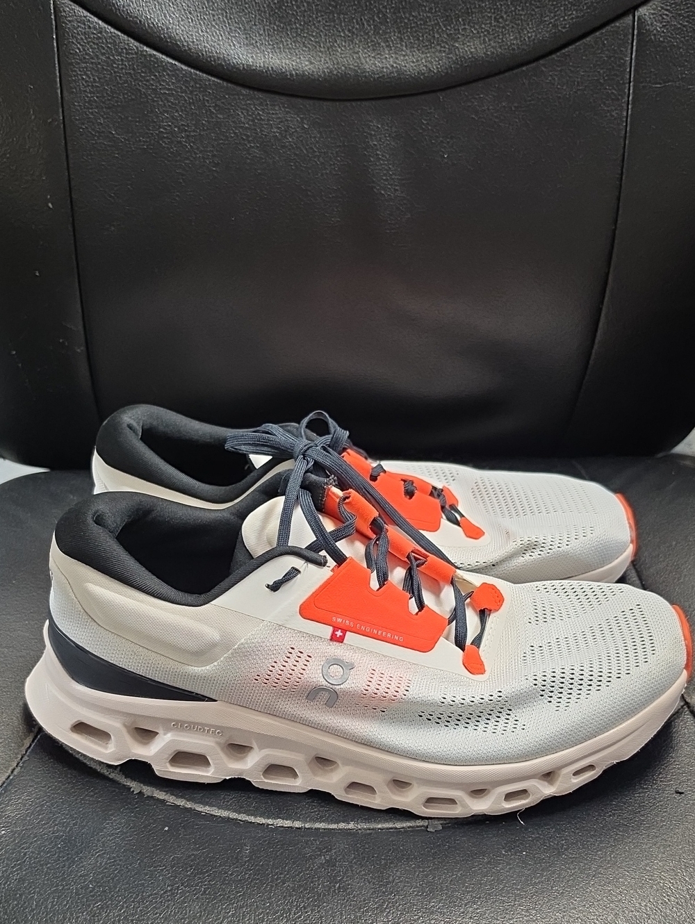 On Running Men's White and Orange Athletic Running Shoes